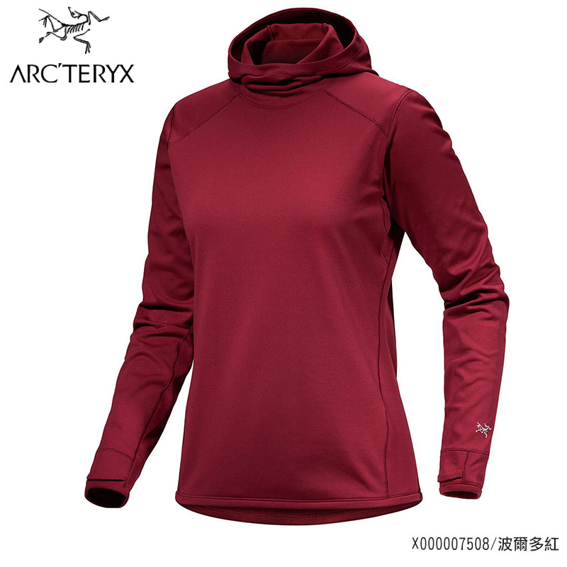 ArcTeryx 始祖鳥 女 Motus 套頭衫 波爾多紅 黑 連帽登山衣 X000007508