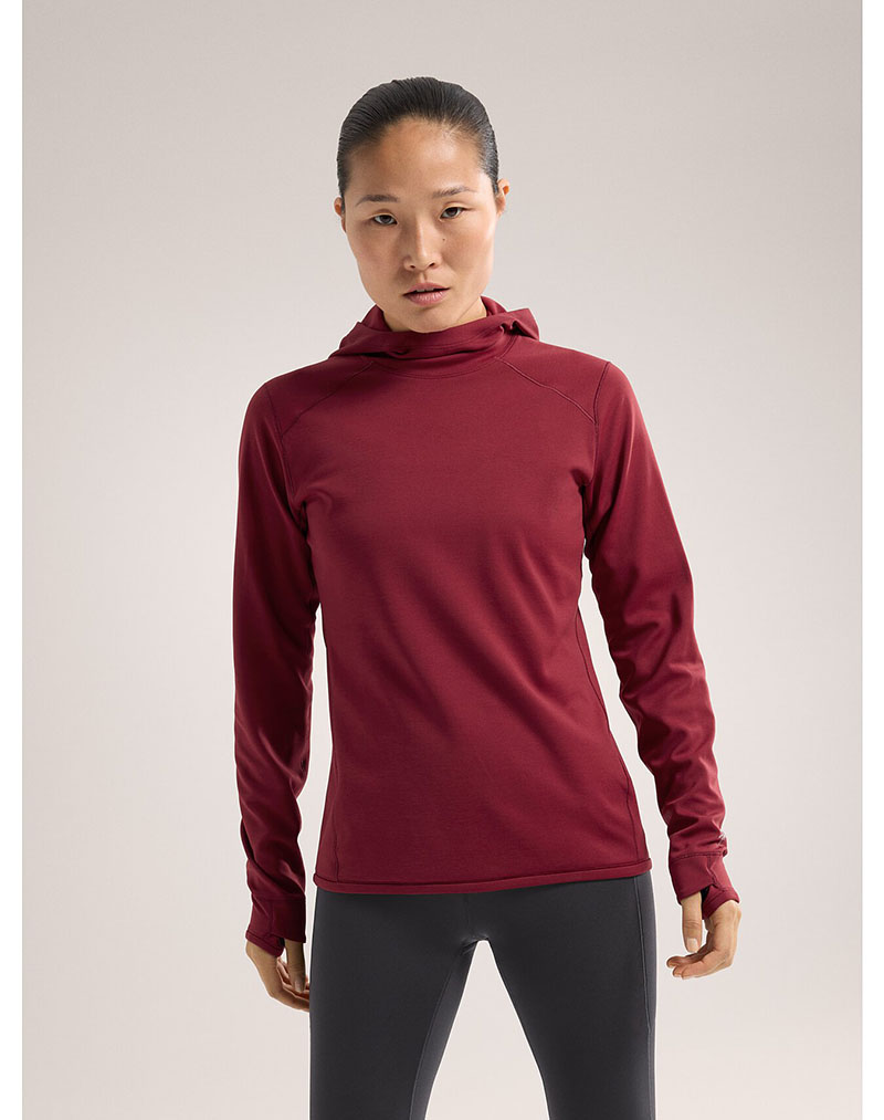 ArcTeryx 始祖鳥 女 Motus 套頭衫 波爾多紅 黑 連帽登山衣 X000007508