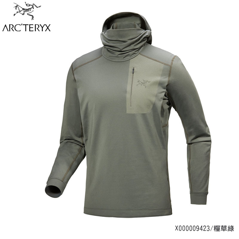 Arcteryx 始祖鳥 男 Rho LT套頭衫 黑 糧草綠 連帽衣 輕量 X000009423