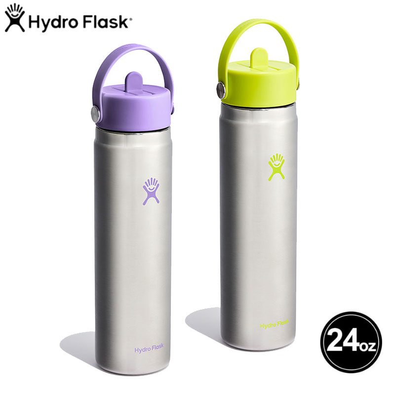 Hydro Flask 美國 24oz 寬口吸管真空保溫鋼瓶 原色/萊姆綠 原色/紫羅蘭 HFLE-W24F24-A