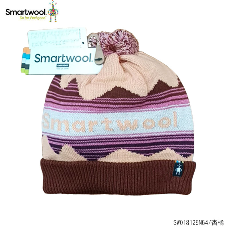 SmartWool 美國 針織印花保暖毛帽 杏橘 毛球毛帽 SW018125N64