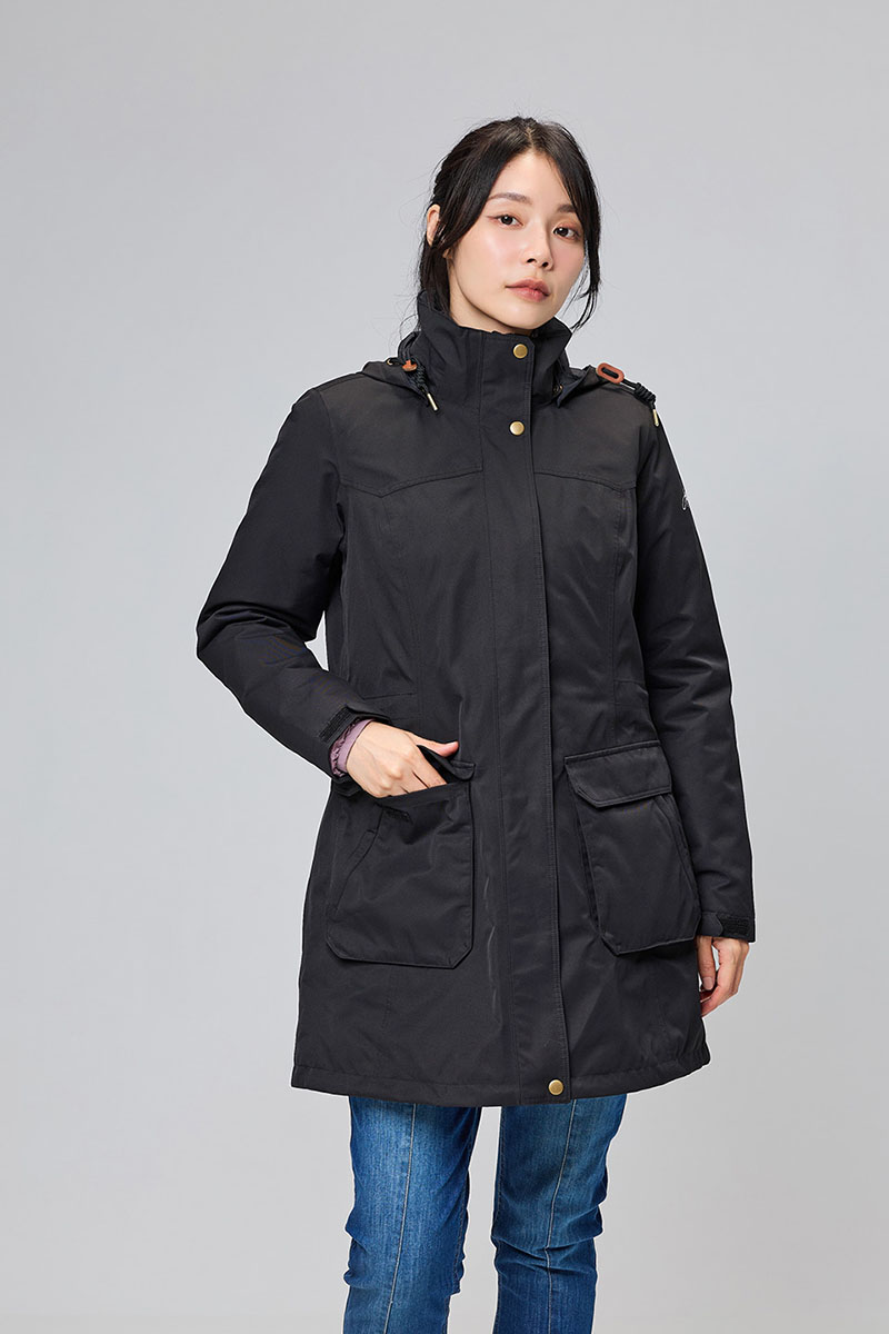 ATUNAS 歐都納 女款GORE-TEX+保暖羽絨二件式外套 黑 都會休閒外套 A1GT2304W