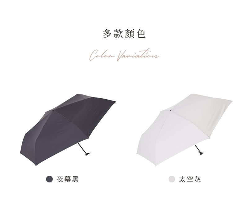 MECOVER Super Light 極輕大傘面手動傘 (附專屬防水收納袋) 夜幕黑 太空灰 晴雨傘