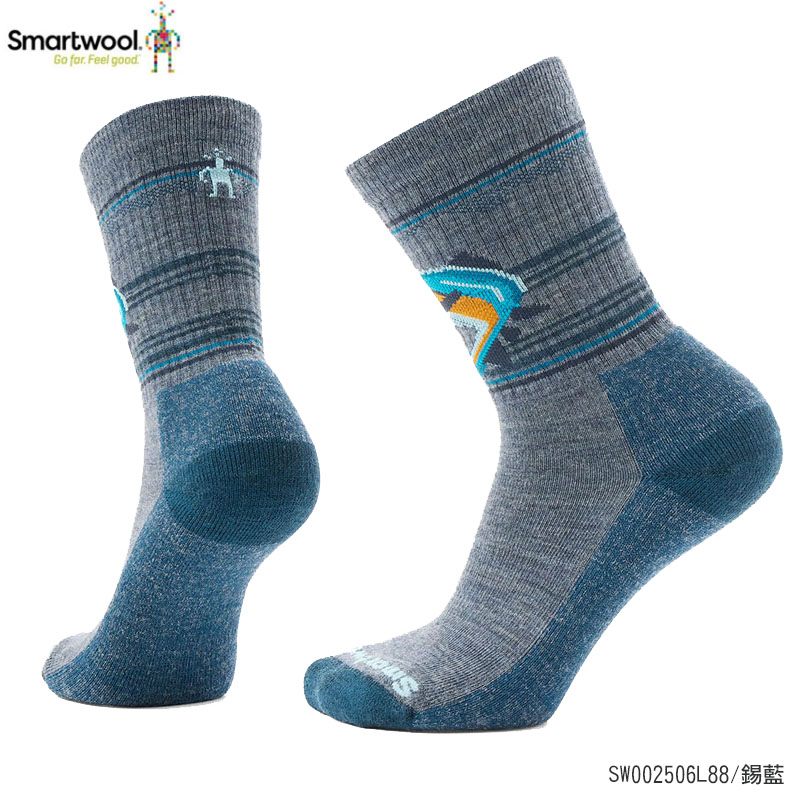 SmartWool 美國 日著中長襪-Hookset 暗橙 錫藍 中性款羊毛襪 登山健行襪 SW002506