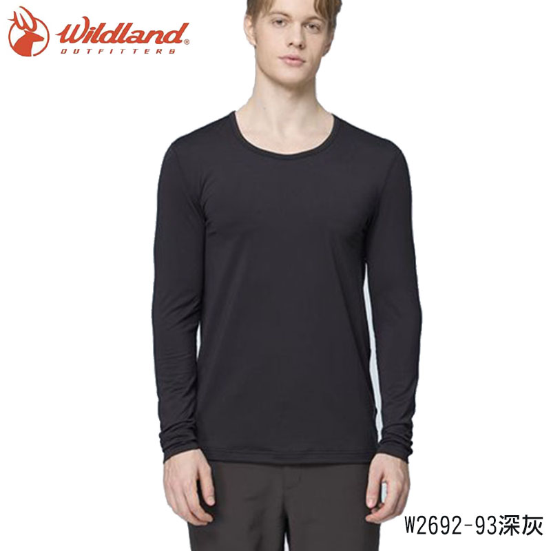 Wildland 荒野 男遠紅外線圓領保暖衣 中大尺碼 M~4XL 保暖長袖底層衣 刷毛內搭衣 W2692