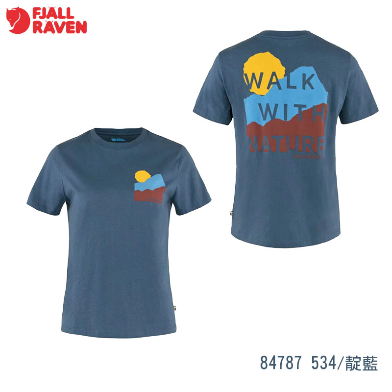 Fjallraven 北極狐 Nature T-shirt 有機棉T恤 女 鼠尾草綠 靛藍 黑 84787 短袖上衣 印花T恤