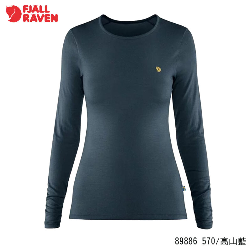 Fjallraven 北極狐 Bergtagen Thinwool 長袖羊毛排汗衣 女 黑 高山藍 底層衣 登山衣 吸濕排汗 89886