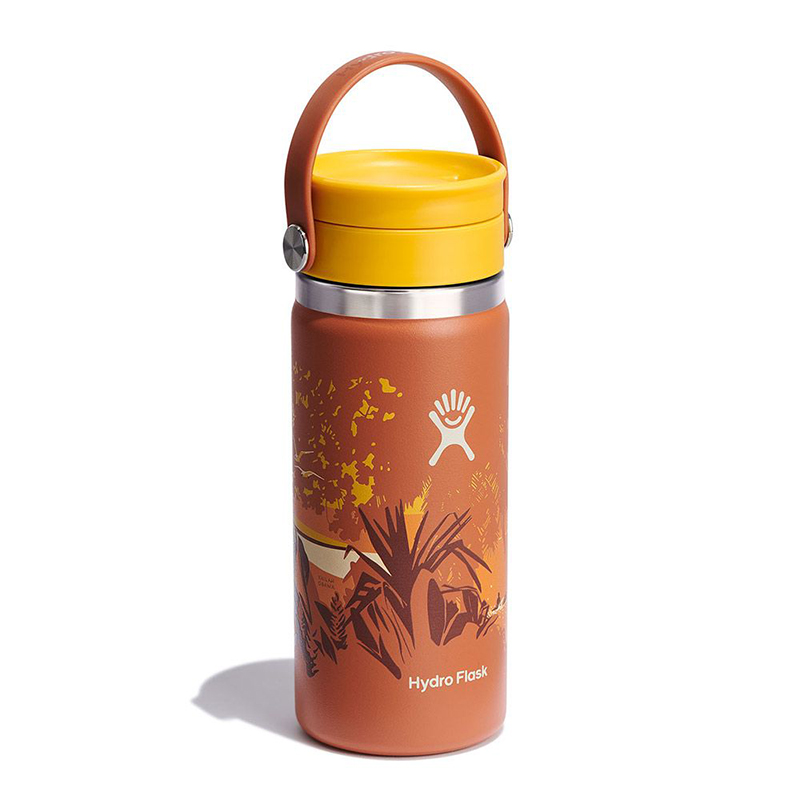 Hydro Flask 美國 Kailah 16oz/473ml 旋轉咖啡蓋保溫瓶 胡桃橘 藝術家聯名系列